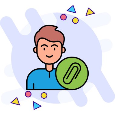 Mıknatıs ikonlu adam. Mıknatıs vektör simgelerine sahip ana hat adamı rengi düz izole