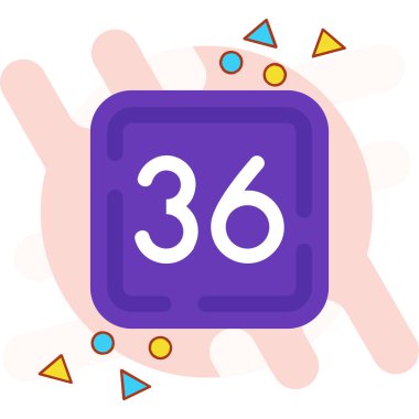 dijital numara 3 simge vektörü. Taslak 36 numara işareti. izole edilmiş sınır sembolü çizimi