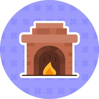 Şömine. Web simgesi basit illüstrasyon