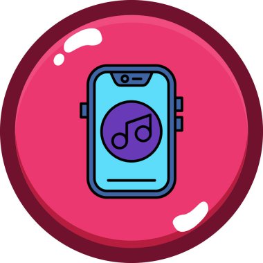 cep telefonu ile müzik hoparlörü simgesi, ana hat vektörü