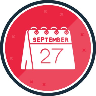 Ağustos 27 takvim simgesi, takvim tarih vektörünün vektör illüstrasyonu