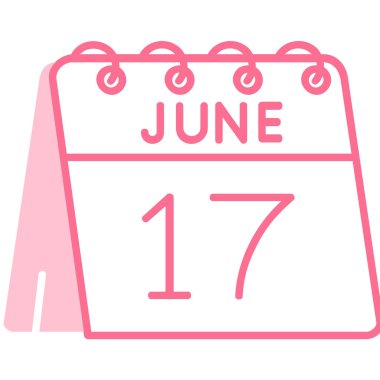 17 Haziran takvimi, basit simge, vektör illüstrasyonu