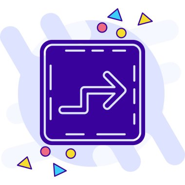 Renkli yol işareti ve ok simgesi beyaz arkaplanda izole edildi. Reklamlar için uygun, sokak, bar, restoran, bar. vektör illüstrasyonu