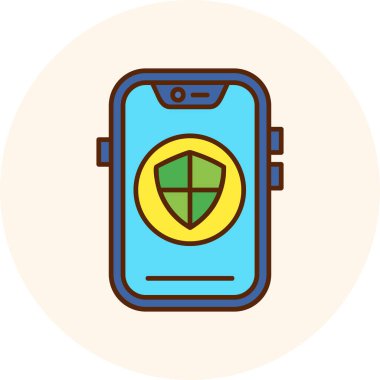 Kalkan simgesi olan akıllı telefon