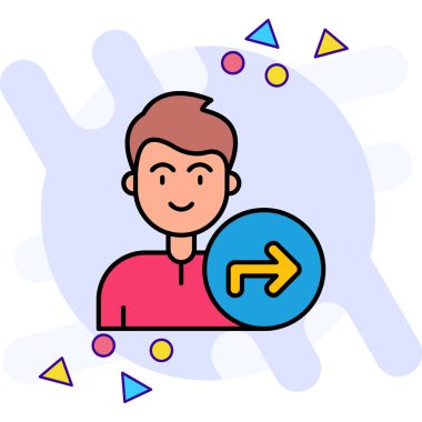 ok ikonu vektör illüstrasyonlu erkek kişi