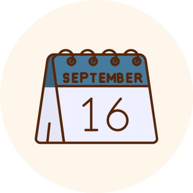 16 Eylül takvimi, düz tasarım, vektör illüstrasyonu,