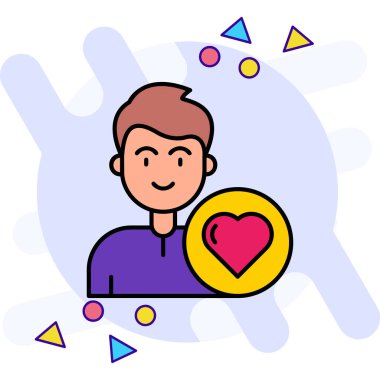 Bir erkek ikon vektörlü kalp. İnce çizgi işareti. izole edilmiş sınır sembolü çizimi.