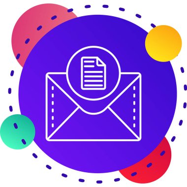 beyaz arkaplan ile izole edilmiş e- posta mesaj simgesi içeren renk zarfı. Mesaj mektubu konsepti. E-posta pazarlama konseptleri. Gradyan daire şekilleri. vektör illüstrasyonu