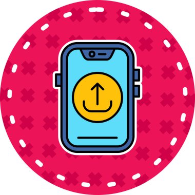 Mavi arka planda kalp ikonu olan akıllı telefon ana hatlarını doldurmuş. vektör