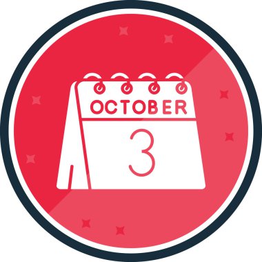 3 Ekim takvim simgesi, vektör illüstrasyonu