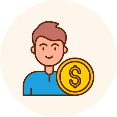 Madeni para simgesi vektör illüstrasyon tasarımı olan adam