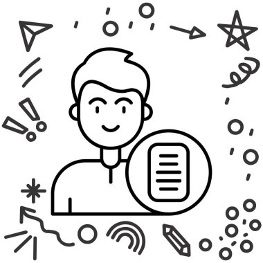 Akıllı telefon simgesi olan adam, vektör illüstrasyonu