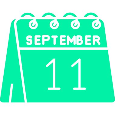 Eylül ayının takvim düz biçim simgesi, vektör illüstrasyonu