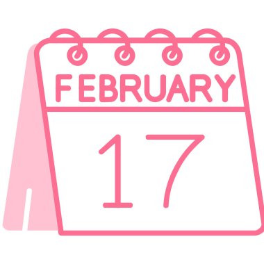 17 Şubat takvim simgesi, tek satır simgesi, takvimde şubat tarihi. vektör illüstrasyonu