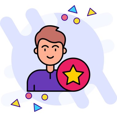 Bir insanın yıldızına sahip bir adam. vektör illüstrasyonu