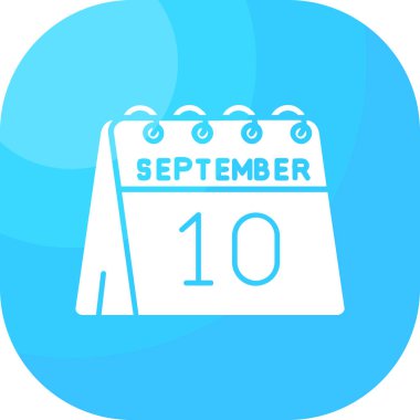 10 Eylül takvim simgesi, günün vektör illüstrasyonu, beyaz arkaplanda takvim simgesi