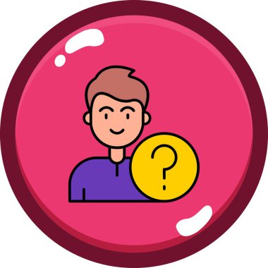 Soru işareti simgesi olan adam. çizgi film illüstrasyonu