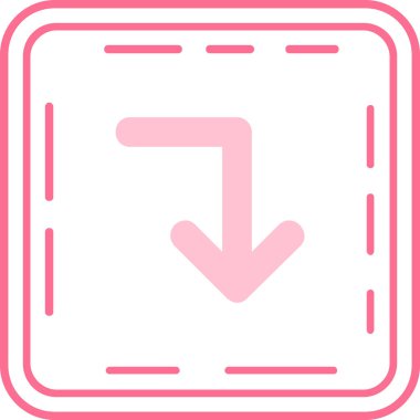 aşağı ok vektör simgesi. biçim, vuruş simgesi düz sembol, pembe renk, beyaz arkaplan.