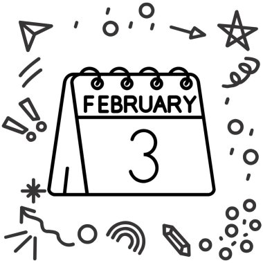 Şubat takvim simgesi ana hat biçiminde