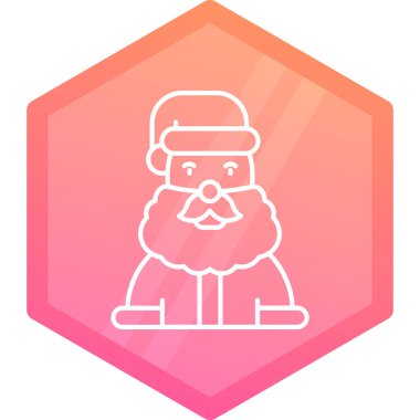 Beyaz arka planda izole edilmiş renkli Noel Baba şapka simgesi. Yılbaşı ya da yeni yıl ikonu. Değişken rastgele dinamik şekiller. vektör illüstrasyonu