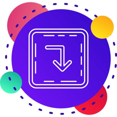 Beyaz arkaplanda siyah çizgi oynatma düğmesi izole edildi. Renkli daire şekilleri. vektör.