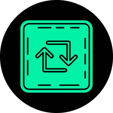 Siyah ve kırmızı okun yeşil ve beyaz ikonunun vektör çizimi