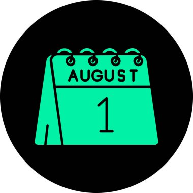 Ağustos takvim simgesi, vektör tasarımı