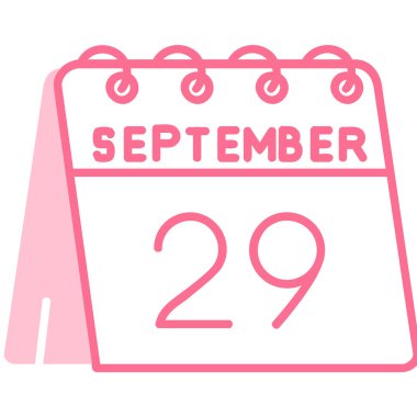 29 Eylül 'de. Eylül ve takvim günü için düz çizgi takvim simgesi, tarih, takvim günü ve ay.