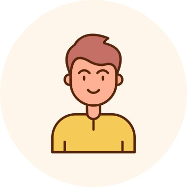 Kısa saçlı, saç stili, vektör çizimi olan genç bir adam.