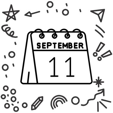 Takvim Eylül karikatür biçimi vektör çizimi grafik tasarımı