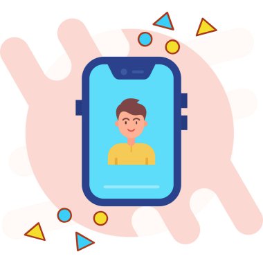 Akıllı telefonu ve sosyal medya vektör çizimi tasarımı olan bir adam