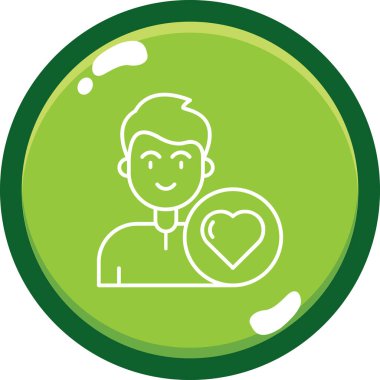 Kalp vektörü çizim tasarımı olan bir adam