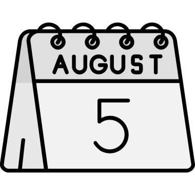 takvim Ağustos simgesi ana hat biçiminde