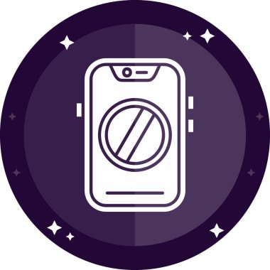 Mor simgeli bir cep telefonunun vektör çizimi