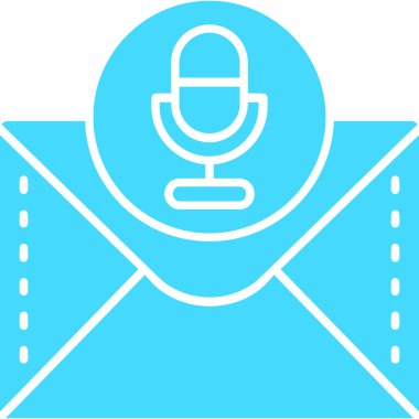 Bir zarf ve konuşma baloncuğu ile mavi arkaplanın vektör çizimi.