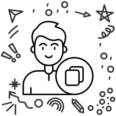 beyaz arkaplanda akıllı telefon simgesiyle izole edilmiş çizgi erkek kullanıcı arayüzü. kullanıcı arayüzü, erkek kullanıcı bağlantısı. erkek kullanıcı arayüzü kavramı. vektör çizgisi