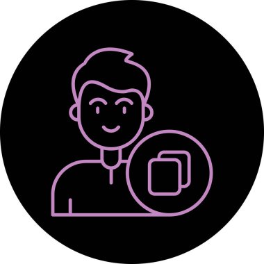 Kahve ve kahve fincanı olan bir adamın vektör simgesi