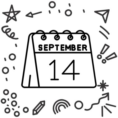 Takvim Eylül simgesi beyaz arkaplanda izole edilmiş siyah stilde. Eylül sembolü hisse vektörü çizimi.