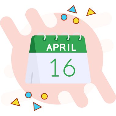 19 Nisan takvim günü simgesi, gündüz takviminin vektör illüstrasyonu