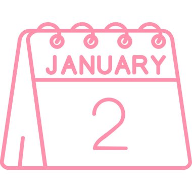 2 Ocak ve tek satır simgesinin takvim günü simgesi