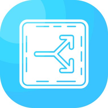 Beyaz arkaplanda ana çizgi ok simgesi izole edildi. Yön ok sembolü. Navigasyon işaretçisi işareti. Mavi kare düğme. vektör.