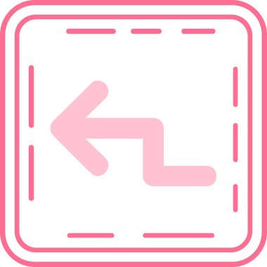 Ok sol vektör simgesi bir çerçeve içinde