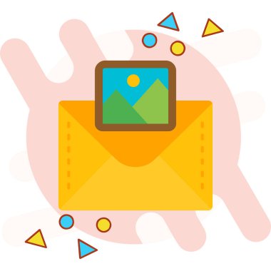 Beyaz arkaplanda harf, illüstrasyon, vektör içeren zarf.