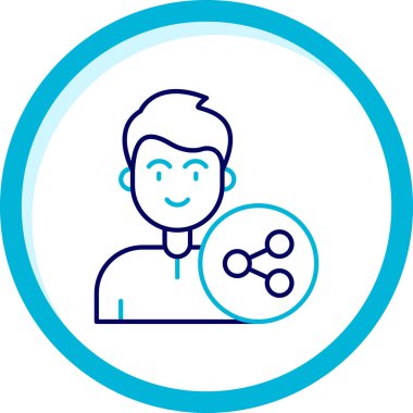 Tıbbi maske çizgisi simgesi olan adam.