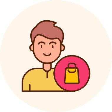 Alışveriş çantası simgesi vektör illüstrasyon tasarımlı adam