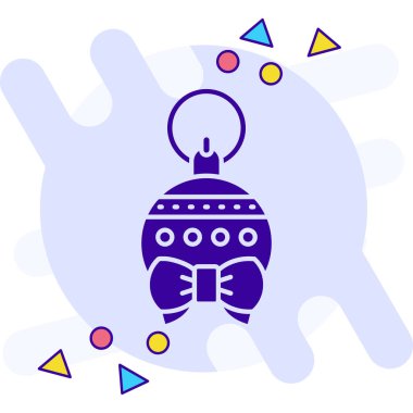 Mavi çizgili oyuncak Noel ağacı simgesi beyaz arkaplanda izole edilmiş. Mutlu noeller ve mutlu yıllar. Soyut çember rastgele noktalar. vektör.