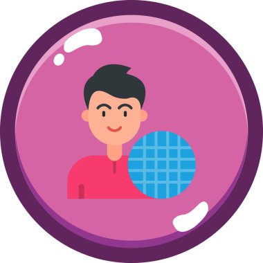 Dairesel vektör çizim dizaynında topu olan adam