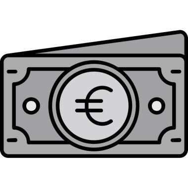 Bozuk para ikonlu banknot. Web için para vektör simgesinde dolar parasının tasviri