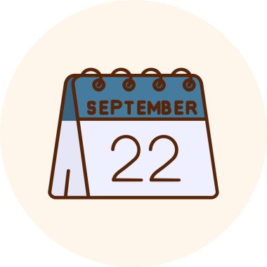 Eylül 25 düz simge, vektör takvim simgesi