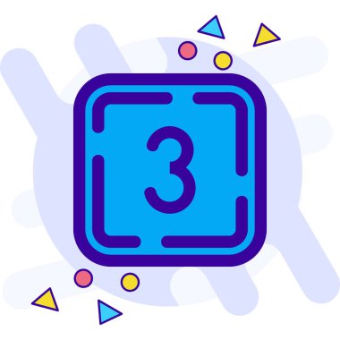 Üç numaralı ikon vektörü. İnce çizgi işareti. izole edilmiş sınır sembolü çizimi